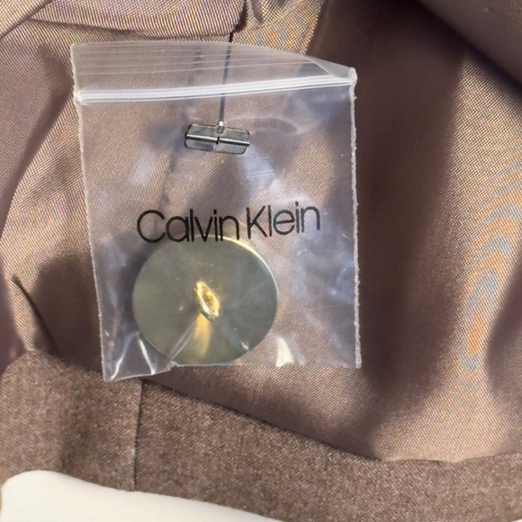 Calvin Klein Petite Single Button Brown Blazer Size 12P - Picture 9 of 13